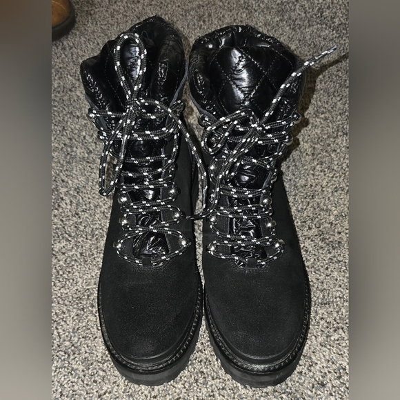 Marc Fisher LTD Innie Suede Lace-Up Hiker Boots Black Womens Dize 8 - Picture 11 of 12